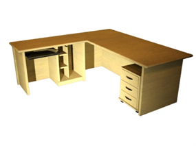 L型办公桌3D模型